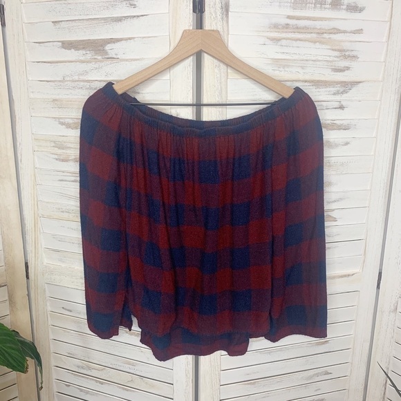 CLOTH & STONE Plaid Off-The-Shoulder Top XS - Picture 3 of 7